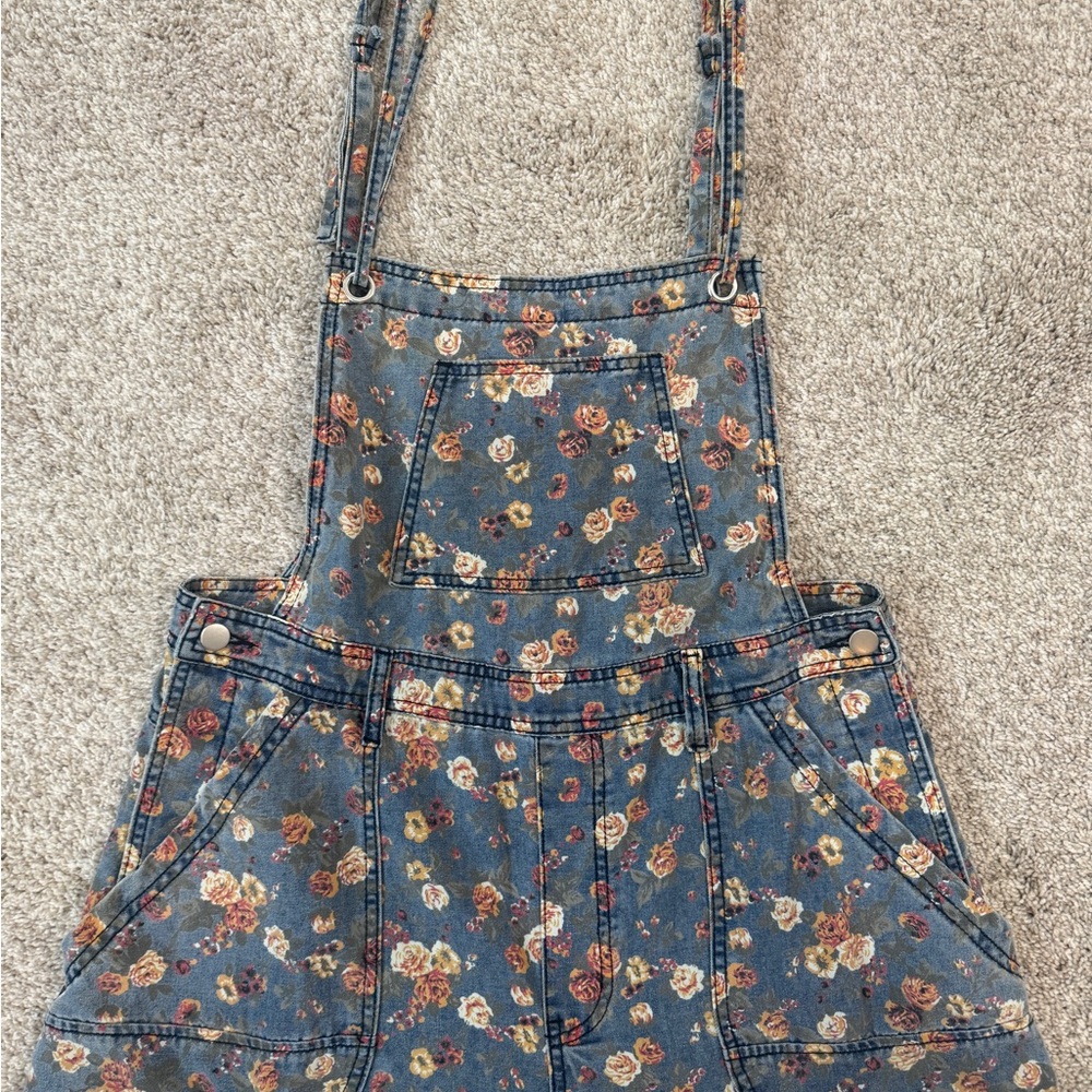 🌼 Blue Velvet Floral Wide Leg Denim Overalls – Size Small – NWT - Picture 5 of 12